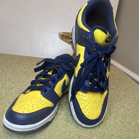 Nike Other - Nike Dunk Low Unisex Kids Low Top Sneakers Yellow/Blue Leather US 7 CW1590-700
